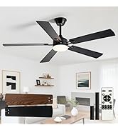 Depuley 52-inch Ceiling Fan with Light: Black Ceiling Fan for Living Room Indoor Outdoor - Modern...