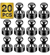 Tiergrade Metallic Magnets, Refrigerator Magnets, 20 Pack Black Magnetic Push Pins, Strong Fridge...