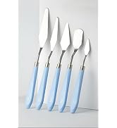 Palette Knife Set,5 PCS Stainless Steel Painting Spatulas with Blue Handle for Acrylic Painting, ...