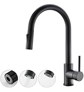 Havin Black Kitchen Faucet with Pull Down Sprayer, High Arc Stainless Steel Material, with cUPC C...