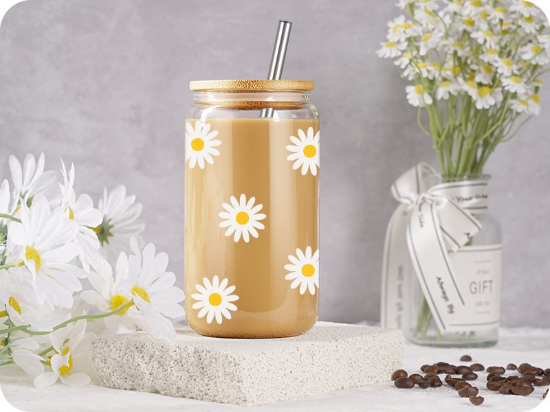 cute mugs, birthday gifts, coffee glass cup with lid and straw, gifts for coffee lovers,cute tumbler