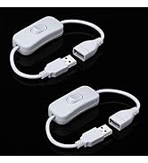 ELECTOP 2 Pack Male to Female USB Cable with On/Off Switch, USB Extension Inline Rocker Switch fo...