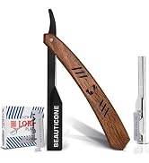 BEAUTICONE Straight Razors for Men, Straight Edge Razor with Single Edge Replacement Blades, Stai...