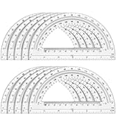 Hoiny 10 Pack Clear Protractor, 6 Inch Plastic Protractors, 180 Degrees Accurate Math Geometry To...