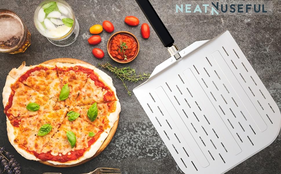 folding perforated aluminum pizza peel compact paddle spatula kitchen tools