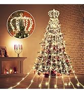Christmas Tree Lights Decoration, 8.2FT Waterfall Fairy String Lights with Crown Tree Topper, 156...