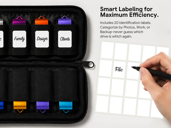 anti static usb flash drive case holder with labeling stickers small tech organizer for purse bag