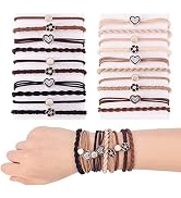 TUCEWP 20Pcs Boho Hair Ties for Women Girls Brown Bracelet Hair Ties for Long Curly Thick Thin Ha...