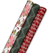 Hallmark Recycled and Recyclable Christmas Wrapping Paper with Cutlines on Reverse (3 Rolls: 75 S...