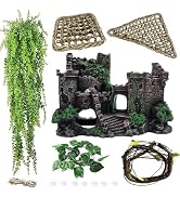 MUYG Tank Accessories for Bearded Dragon Include Resin Classical Castle Reptile Hammocks Climb Ha...