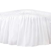 Biscaynebay Wrap Around Bed Skirts for Queen Beds 15" Drop, White Adjustable Elastic Dust Ruffles...