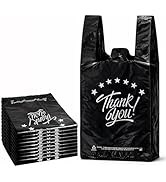 YoYoRain Black Thank you T shirt bag, Grocery shopping bag Reusable and Disposable Supermarket Ba...