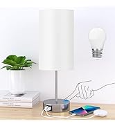 AKASUKI Table Lamp for Bedroom, 3 Way Dimmable Touch Lamp with Dual Charging Station, Small Bedsi...