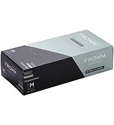 Fromm Fomm Color Studio Disposable Powder-Free Nitrile Gloves, Medium, Stain-Resistant Black Salo...