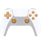 eXtremeRate Gold Metal Thumbsticks Dpad ABXY Buttons for PS5 Controller, Custom Replacement Alumi...
