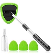 Windshield Cleaning Tool, 23-inch Extendable Handle Car Window Cleaner with 4 Reusable and Washab...