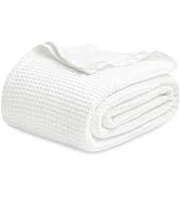 Bedsure 100% Cotton Blanket Queen Size for Bed - Breathable and Soft, Waffle Weave Blanket for Su...