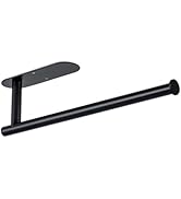Paper Towel Holder, Black Paper Towel Holder Under Cabinet, Self-Adhesive or Drilling, Wall Mount...
