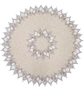 Raedan Natural Linen Decorative Lace Doily 33 inches Round Neutral Earth Tones Beige Lace Coffee ...