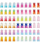 60pcs Gradient 3D Gummy DIY Bear Charms- Resin Bear Shaped Clay Pendants in 15 Colors Earring Bra...