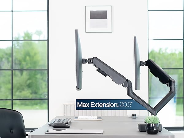 Pneumatic Arm Dual Ultrawide Monitor Desk Mount