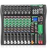 MIZISNR 8 Channel Audio Mixer, Professional DJ Mixer Board Sound Music Mixing Console Digital Mix...