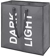 Maxsilan Large Laundry Basket with 2 Compartments, Large Collapisable Laundry Bag, Foldable Laund...