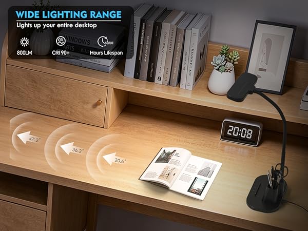 Desk Lamps for Home Office with Pen Holder USB Charging Ports Reading Light LED Table Lamp