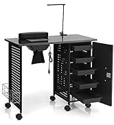 Giantex Nail Desk Manicure Table, Nail Table with Dust Collector, Wrist Rest, Bendable LED Lamp, ...
