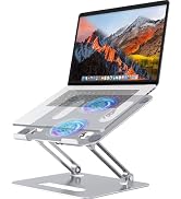 YICOSUN Adjustable Laptop Cooling Stand with 2 Quiet Fans & RGB Lighting, Aluminum Alloy & Foldab...