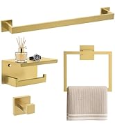 TURS Bathroom Hardware Set Brushed Gold 4-Piece Towel Bar Set Include 24 Inch Towel Bar Towel Rin...