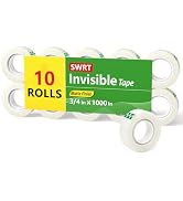 SWRT Invisible Tape Refills, 10 Rolls, 3/4 in x 1000 in, Matte Finish | Blends into Paper; Easy t...