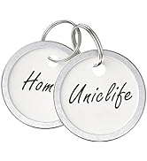 Uniclife Metal Rim Key Tags 1 Inch White Paper Labels Writable Round Plastic Key Chain Tags with ...