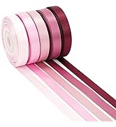 HUIHUANG Pink Ribbon Pack Satin Ribbon Assortment 5 Colors Double Face Valentine's Day Ribbon for...
