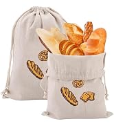 Gobyhumm 2 Pieces Linen Toast Reusable French Baguette Biscuit Cotton Drawstring Bag for Homemade...
