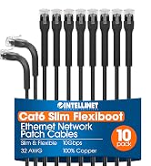 Intellinet FlexiBoot Slim Cat6 Ethernet Network Patch Cable – 10-Pack - 10Gbps & 250MHz, Flexible...