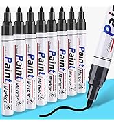 DAPAWIN Black Paint Markers - 8 Pens, Medium Tip, Quick Dry, Waterproof, Ideal for Fabric, Plasti...