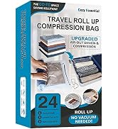 24 Travel Compression Bags Vacuum Packing, Roll Up Travel Space Saver Bags for Luggage, Cruise Sh...