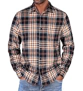 COOFANDY Mens Flannel Shirts Long Sleeve Button Down Shirt with Pocket Casual Shirts Work Shirts ...