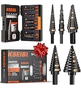 KSEIBI 598240 Industrial Grade Unibit 5-Pieces Step Drill Bits Set 3-Flat Shank, High-Speed Steel...