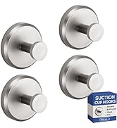 HOME SO Suction Cup Hooks for Shower, Bathroom, Kitchen, Glass Door, Mirror, Tile – Loofah, Towel...