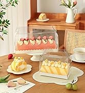 Roppolo 20 Pcs 11 Inch Clear Roll Cake Gable Boxes with Handle & Cake Boards, Transparent Plastic...
