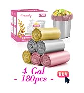 pink small 4 gallon trash bags, gray garbage bags, gold trash can bin liners, waste basket liner