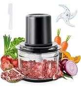 olayks Food Processor, Electric Meat Grinder with 4 Stainless Steel Blades, 1.2L Food Chopper Sma...