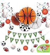 HonuGoGo All-Star Sports Birthday Party Decorations Kit, 26ct Game Day Decorations with Banner, P...