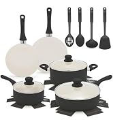 GreenLife 16-Piece Nonstick Cookware Set, Non-Toxic Ceramic Pots and Pans Set, Durable Healthy Ki...
