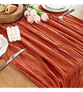 HOMEBROS Cheesecloth Table Runner, Boho Rustic, Sheer Wrinkled Cloth Runner Decor, 10 Ft, Terraco...