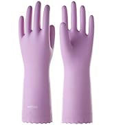 Wahoo PVC Dishwashing Cleaning Gloves, Skin-Friendly, Reusable Kitchen Gloves with Cotton Flocked...