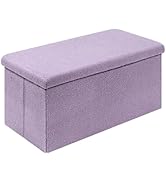 PINPLUS Folding Storage Ottoman Bench, Sherpa Ottoman with Storage, Large Long Shoes Bench Toys C...