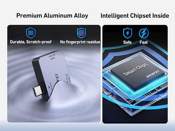 BENFEI USB C Hub 3-in-1, Super Compact, USB-C to HDMI 4K@60Hz, 10Gbps USB-A, 100W Power Delivery